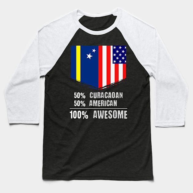 50% Curacaoan 50% American 100% Awesome Immigrant Baseball T-Shirt by theperfectpresents